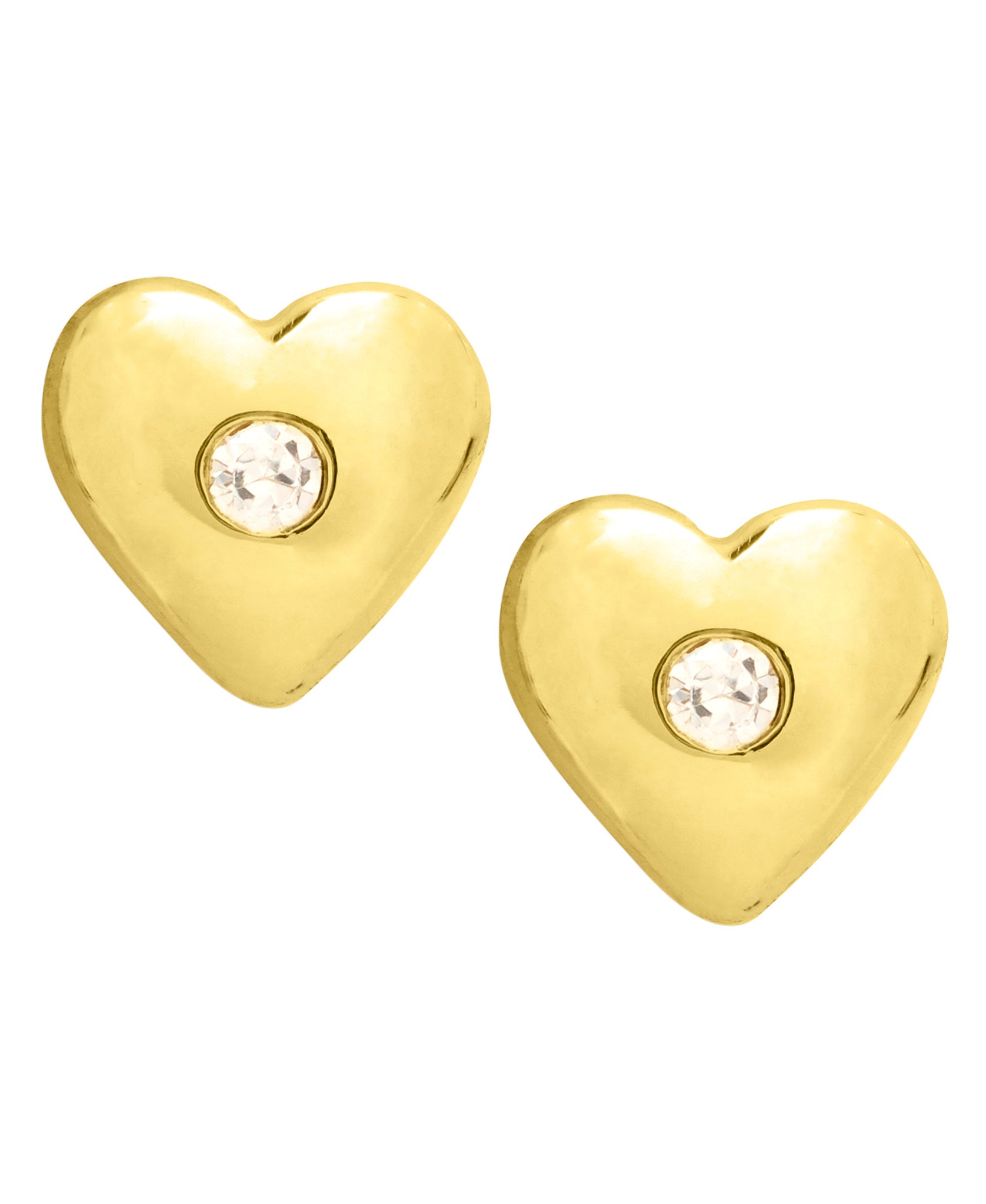 Children's 10K Gold & Cubic Zirconia Heart Stud Earrings - Rhona Sutton Jewellery