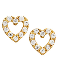 Children's 10K Gold Cubic Zirconia Heart Stud Earrings - Rhona Sutton Jewellery