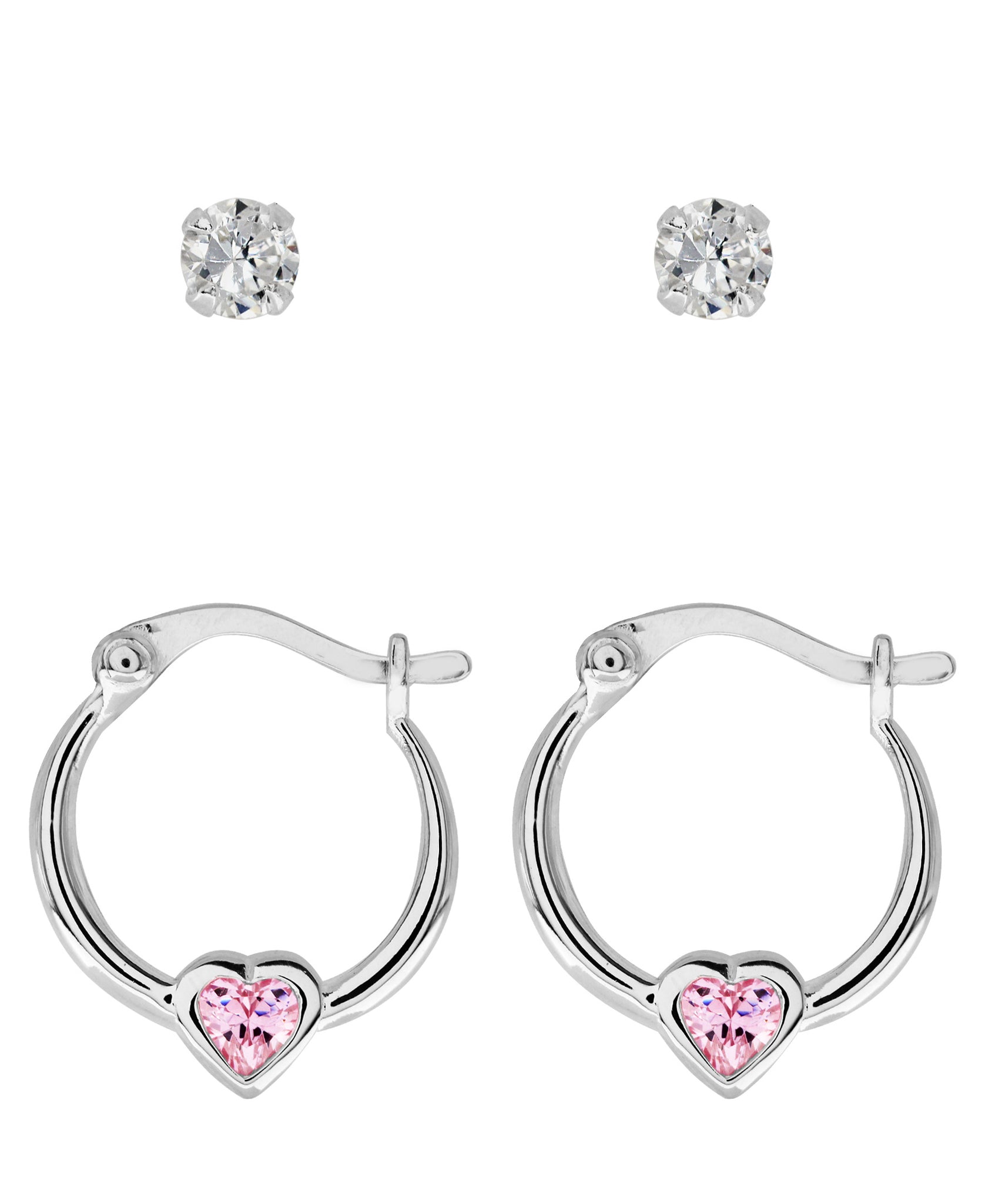 Children's Sterling Silver Cubic Zirconia Studs & Hoops - Set of 2 - Rhona Sutton Jewellery