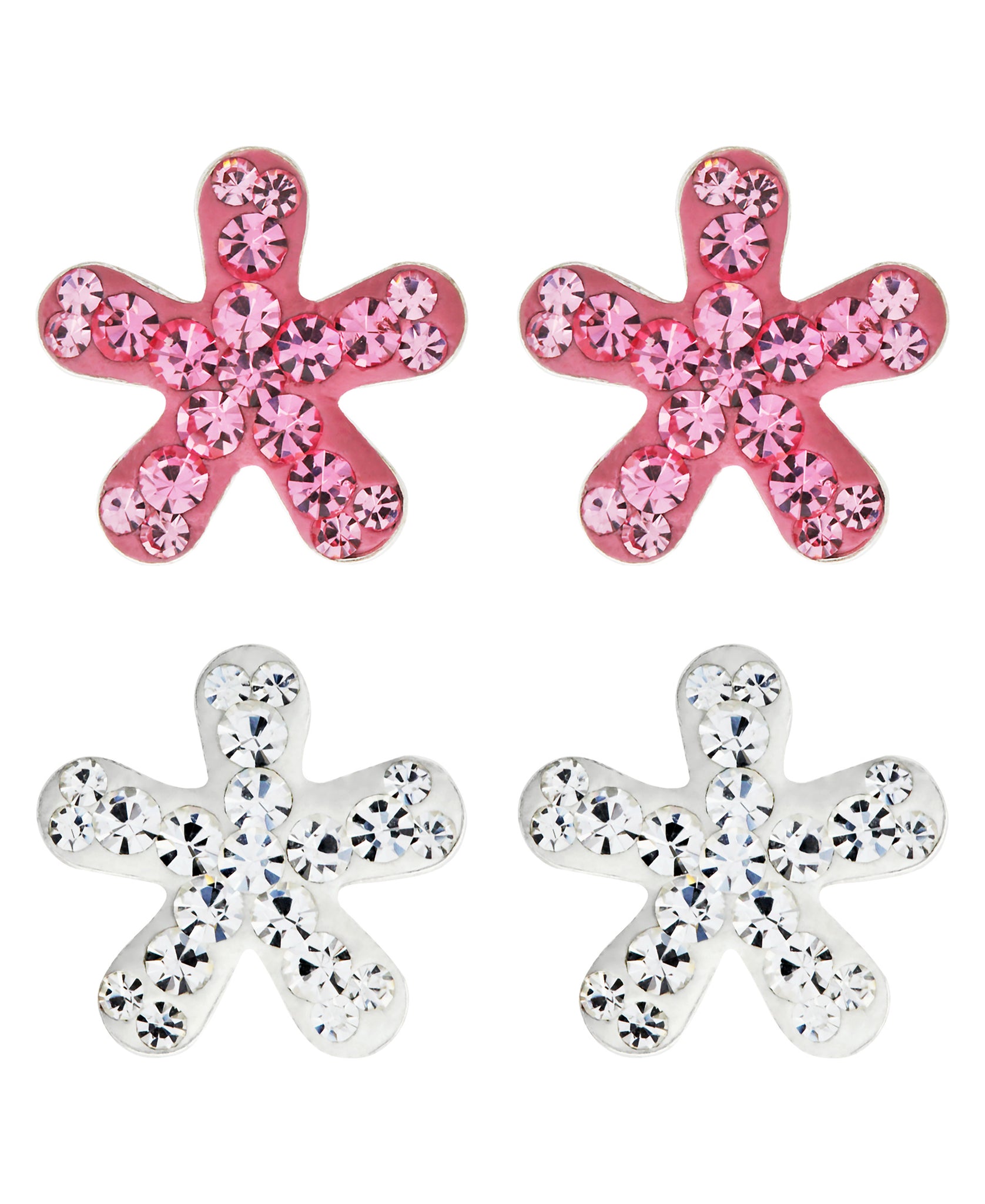 Children's Sterling Silver Crystal Flower Stud Earrings - Set of 2 - Rhona Sutton Jewellery