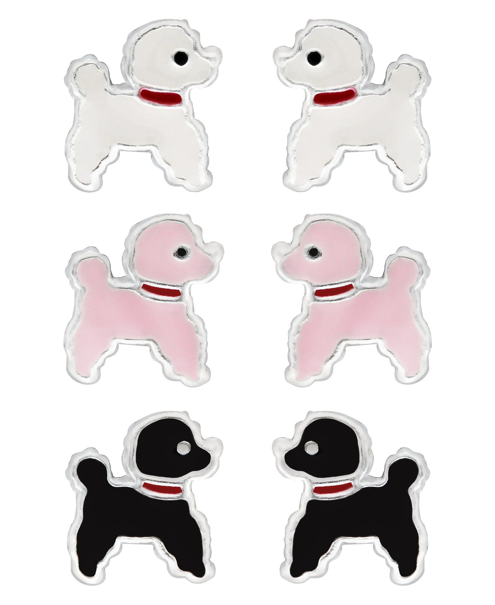 Children's Sterling Silver Poodle Stud Earrings - Set of 3 - Rhona Sutton Jewellery