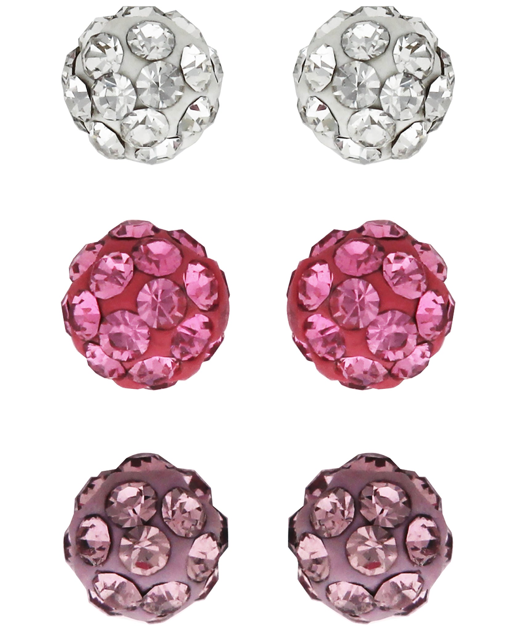 Children's Colored Crystal Balls Stud Earrings - Set of 3 - Rhona Sutton Jewellery