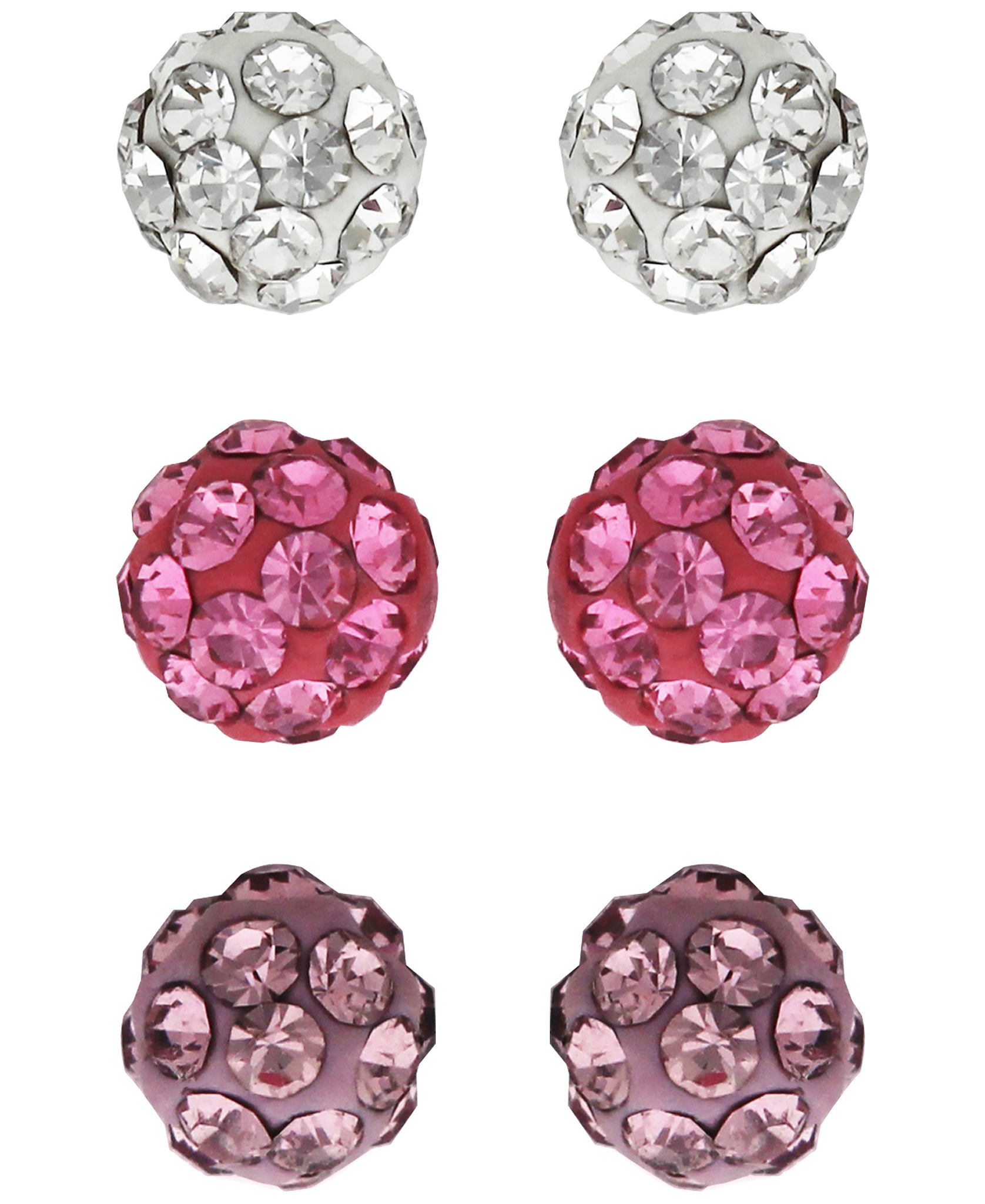 Children's Colored Crystal Balls Stud Earrings - Set of 3 - Rhona Sutton Jewellery