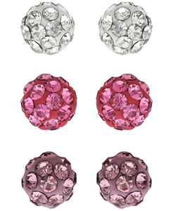 Children's Colored Crystal Balls Stud Earrings - Set of 3 - Rhona Sutton Jewellery