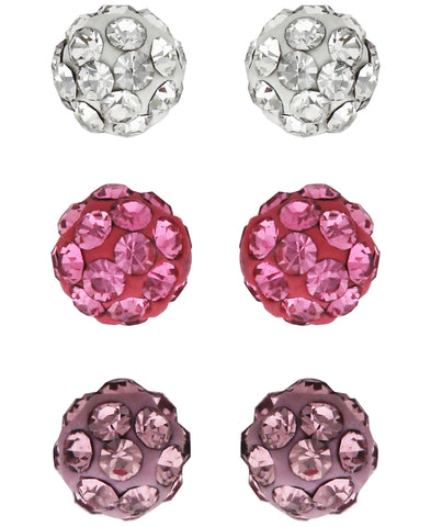 Children's Colored Crystal Balls Stud Earrings - Set of 3 - Rhona Sutton Jewellery