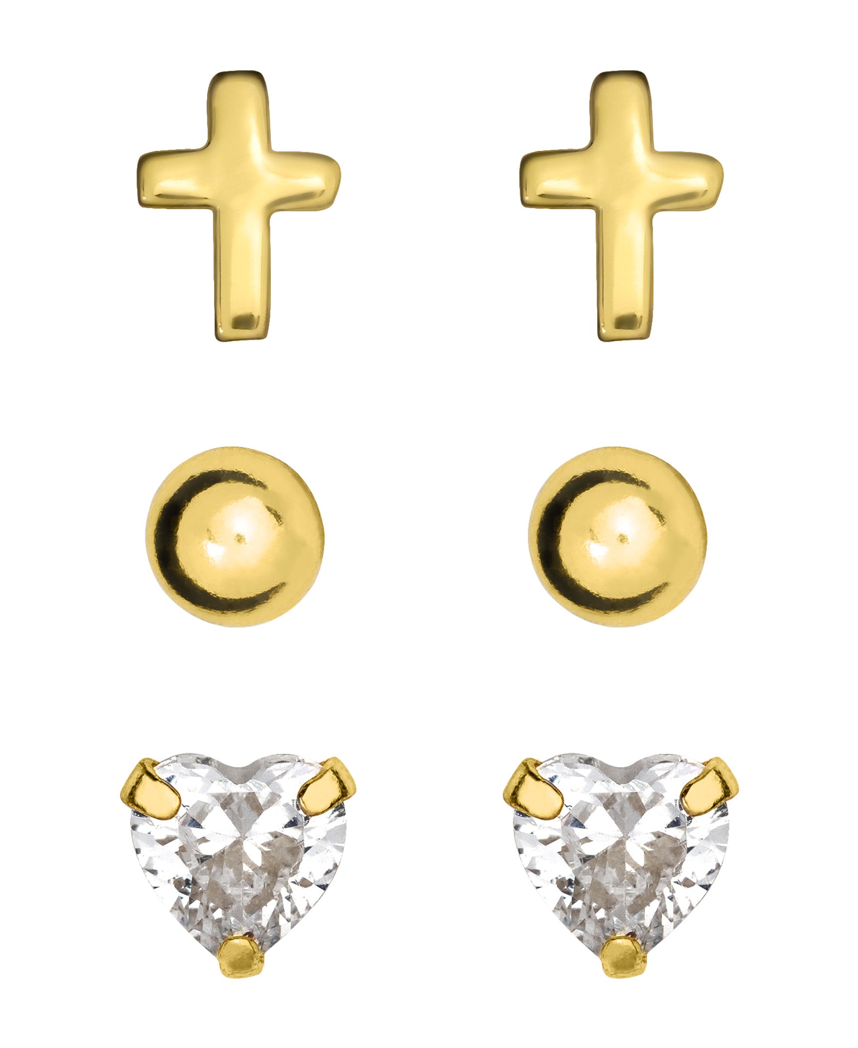 Children's 10K Gold over Sterling Silver Stud Earrings - Set of 3 - Rhona Sutton Jewellery