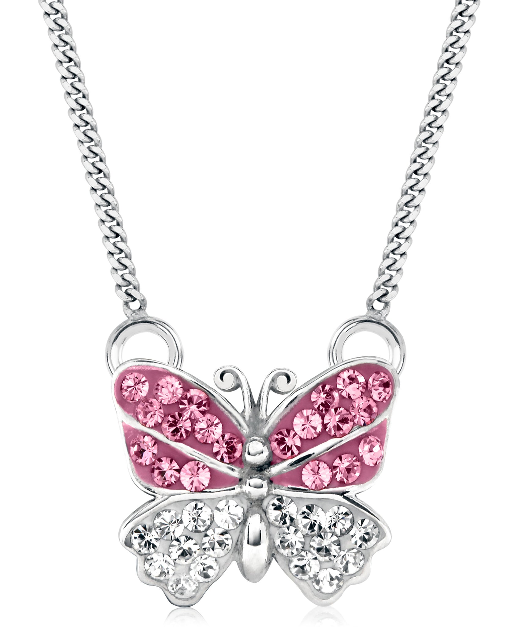 Children's Sterling Silver Crystal Butterfly Pendant Necklace - Rhona Sutton Jewellery