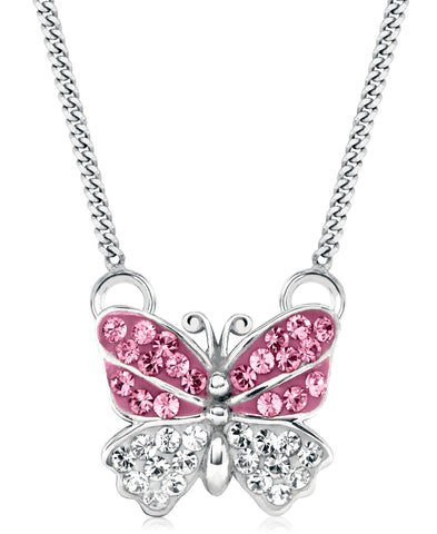 Children's Sterling Silver Crystal Butterfly Pendant Necklace - Rhona Sutton Jewellery