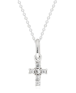Children's Sterling Silver Cubic Zirconia Cross Pendant Necklace - Rhona Sutton Jewellery