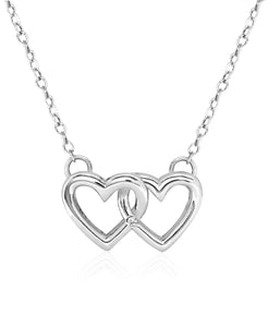 Children's Sterling Silver Double Heart Pendant Necklace - Rhona Sutton Jewellery