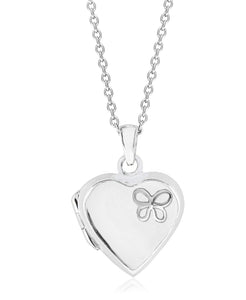 Children's Sterling Silver Butterfly Heart Locket - Rhona Sutton Jewellery