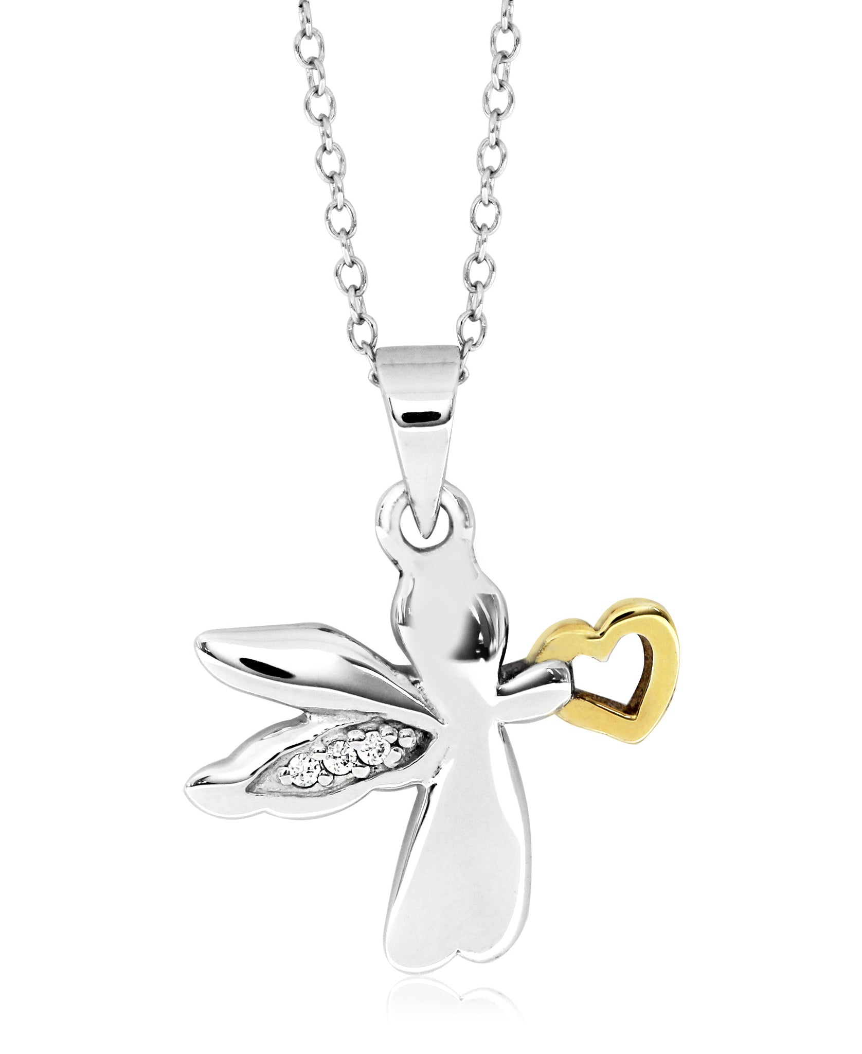 Children's 2-Tone Sterling Silver & 14K Gold Angel Pendant Necklace - Rhona Sutton Jewellery