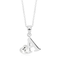 Children's Sterling Silver Initial & Heart Pendant Necklace - Rhona Sutton Jewellery