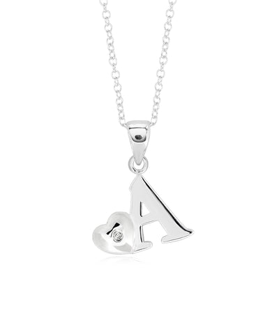 Children's Sterling Silver Initial & Heart Pendant Necklace - Rhona Sutton Jewellery