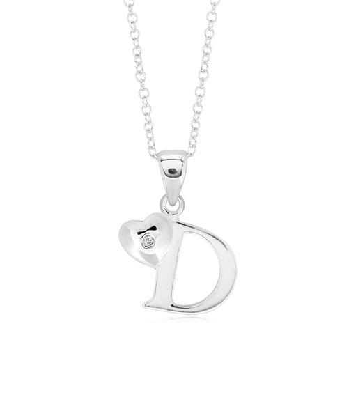 Children's Sterling Silver Initial & Heart Pendant Necklace - Rhona Sutton Jewellery