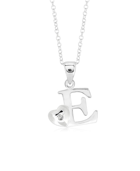 Children's Sterling Silver Initial & Heart Pendant Necklace - Rhona Sutton Jewellery