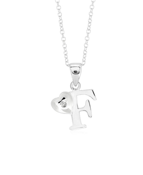 Children's Sterling Silver Initial & Heart Pendant Necklace - Rhona Sutton Jewellery