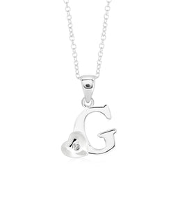 Children's Sterling Silver Initial & Heart Pendant Necklace - Rhona Sutton Jewellery