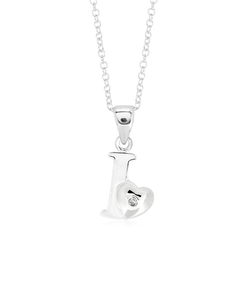 Children's Sterling Silver Initial & Heart Pendant Necklace - Rhona Sutton Jewellery