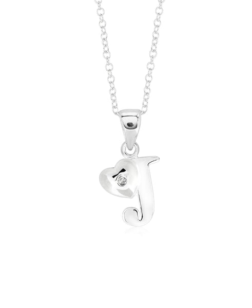 Children's Sterling Silver Initial & Heart Pendant Necklace - Rhona Sutton Jewellery