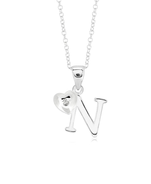 Children's Sterling Silver Initial & Heart Pendant Necklace - Rhona Sutton Jewellery