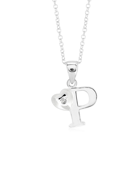 Children's Sterling Silver Initial & Heart Pendant Necklace - Rhona Sutton Jewellery