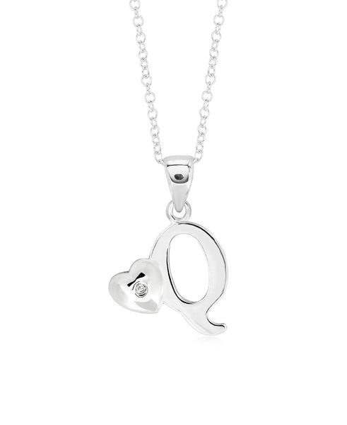 Children's Sterling Silver Initial & Heart Pendant Necklace - Rhona Sutton Jewellery