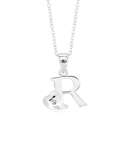 Children's Sterling Silver Initial & Heart Pendant Necklace - Rhona Sutton Jewellery