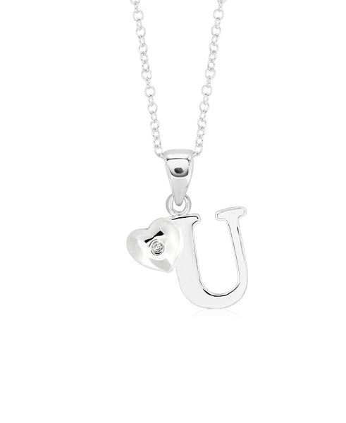 Children's Sterling Silver Initial & Heart Pendant Necklace - Rhona Sutton Jewellery