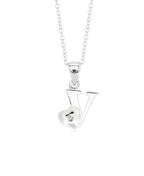 Children's Sterling Silver Initial & Heart Pendant Necklace - Rhona Sutton Jewellery