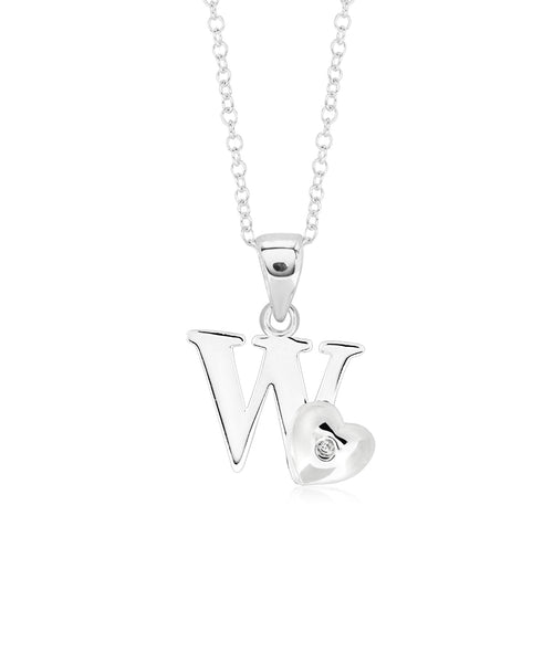 Children's Sterling Silver Initial & Heart Pendant Necklace - Rhona Sutton Jewellery