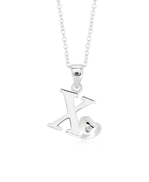 Children's Sterling Silver Initial & Heart Pendant Necklace - Rhona Sutton Jewellery