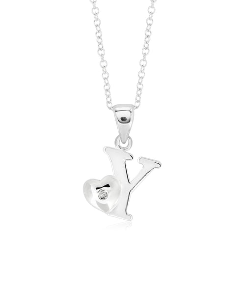 Children's Sterling Silver Initial & Heart Pendant Necklace - Rhona Sutton Jewellery