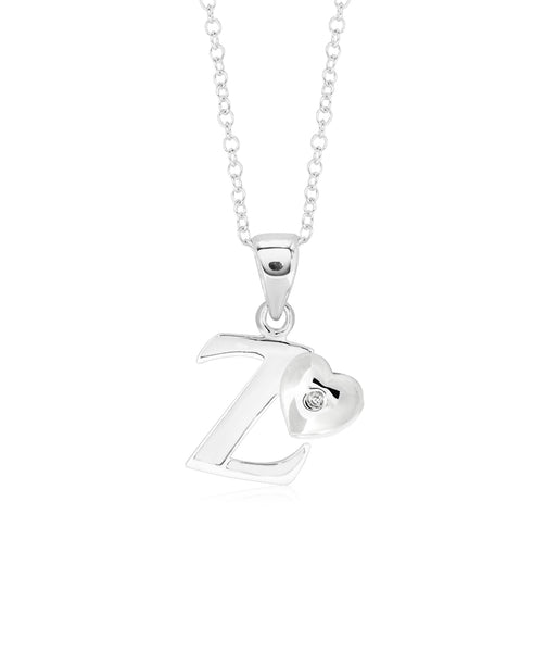 Children's Sterling Silver Initial & Heart Pendant Necklace - Rhona Sutton Jewellery