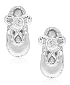 Children's Diamond Accent Ballet Slipper Stud Earrings in Sterling Silver - Rhona Sutton Jewellery
