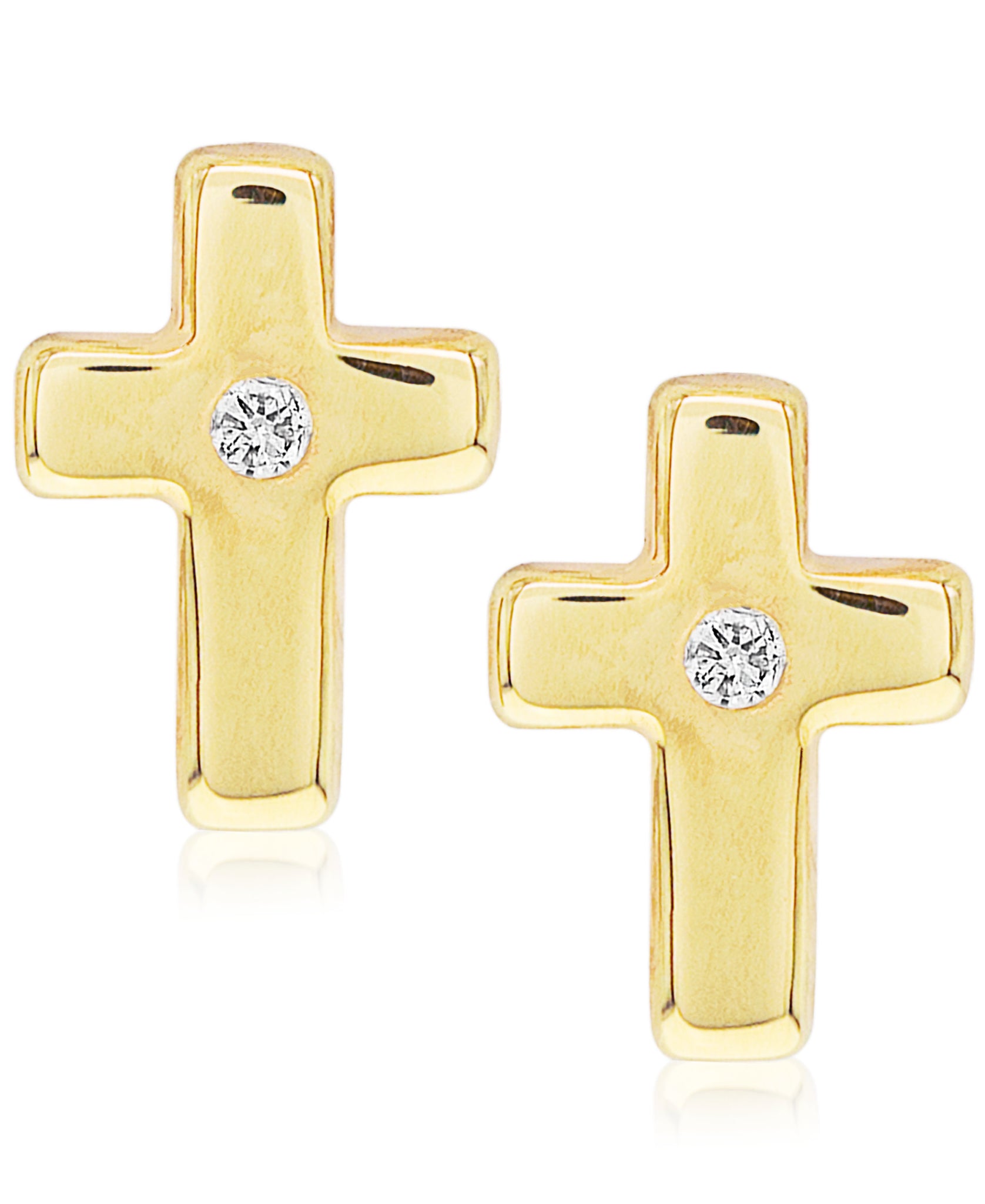 Children's Diamond Accent Cross Stud Earrings in 14K Gold over Silver - Rhona Sutton Jewellery