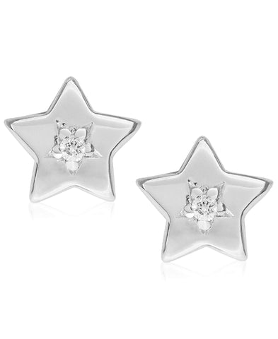 Children's Diamond Accent Star Stud Earrings in Sterling Silver - Rhona Sutton Jewellery