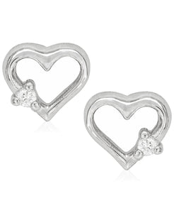 Children's Diamond Accent Heart Silhouette Stud Earrings in Sterling Silver - Rhona Sutton Jewellery