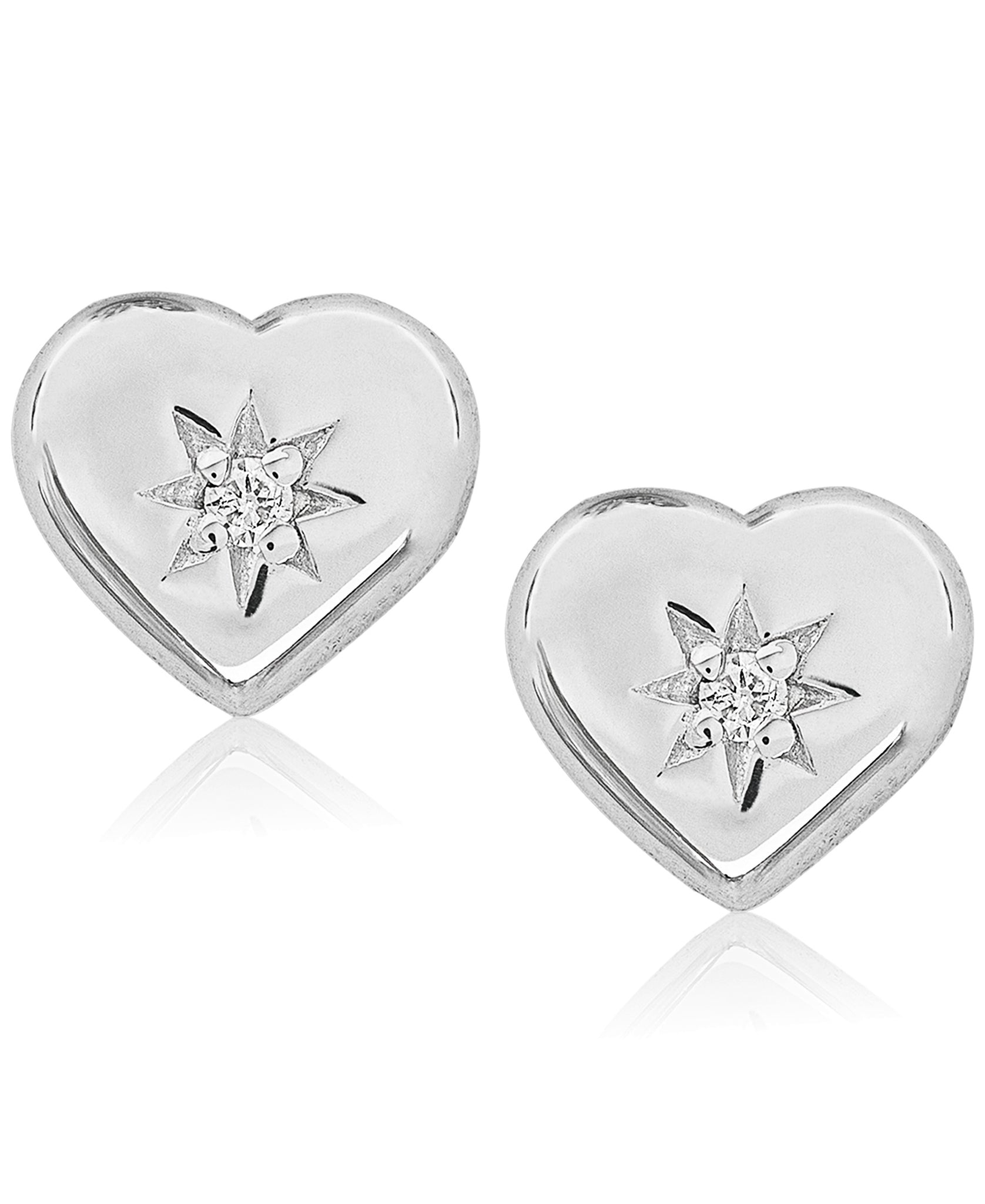 Children's Diamond Accent Heart Stud Earrings in Sterling Silver - Rhona Sutton Jewellery