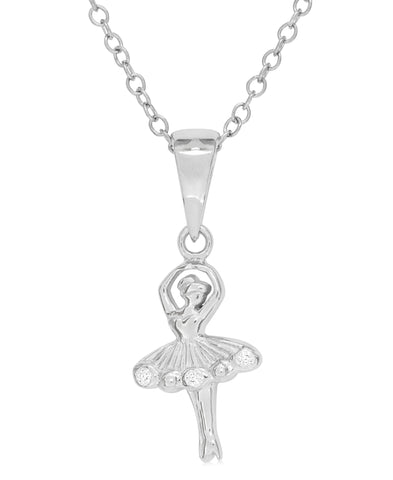 Children's Sterling Silver Diamond Accent Ballerina Necklace - Rhona Sutton Jewellery