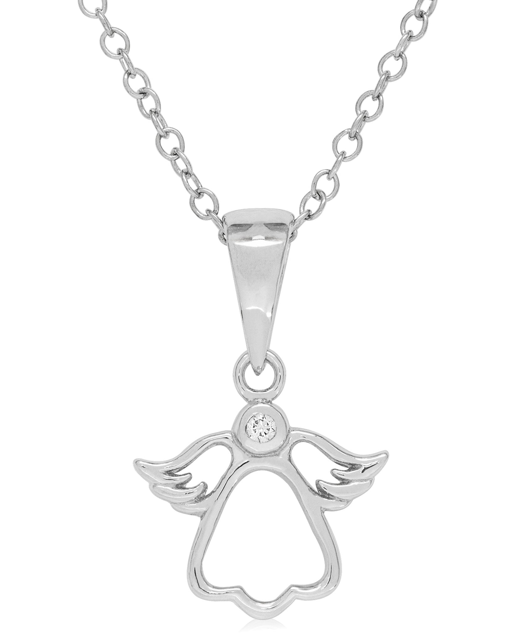 Children's Sterling Silver Diamond Accent Angel Necklace - Rhona Sutton Jewellery