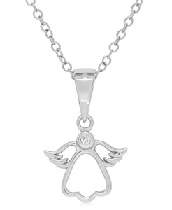 Children's Sterling Silver Diamond Accent Angel Necklace - Rhona Sutton Jewellery