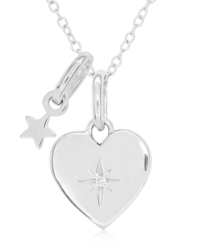 Children's Diamond Accent Heart Necklace in Sterling Silver - Rhona Sutton Jewellery