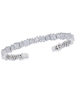 Rhona Sutton Staggered Crystals Sterling Silver Cuff Bracelet - Rhona Sutton Jewellery