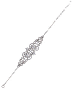 Rhona Sutton Tapered Crystal Damask Sterling Silver Chain Bracelet - Rhona Sutton Jewellery