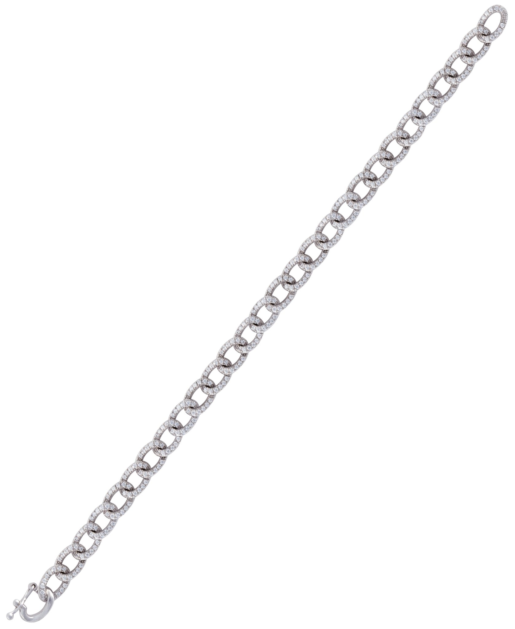 Rhona Sutton Plated Sterling Silver Crystal Curb Link Chain Bracelet