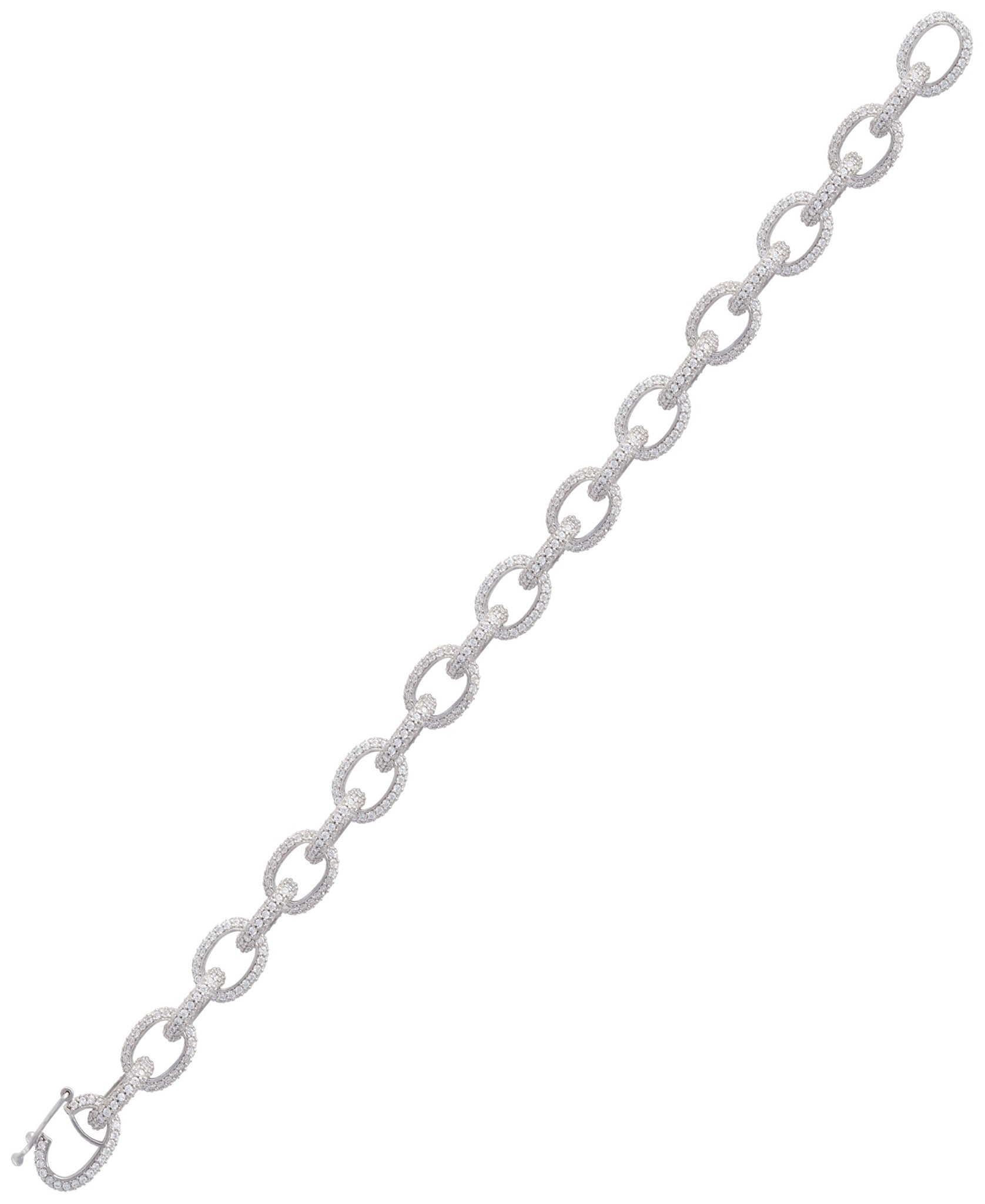 Rhona Sutton Plated Sterling Silver Crystal Cable Chain Bracelet - Rhona Sutton Jewellery