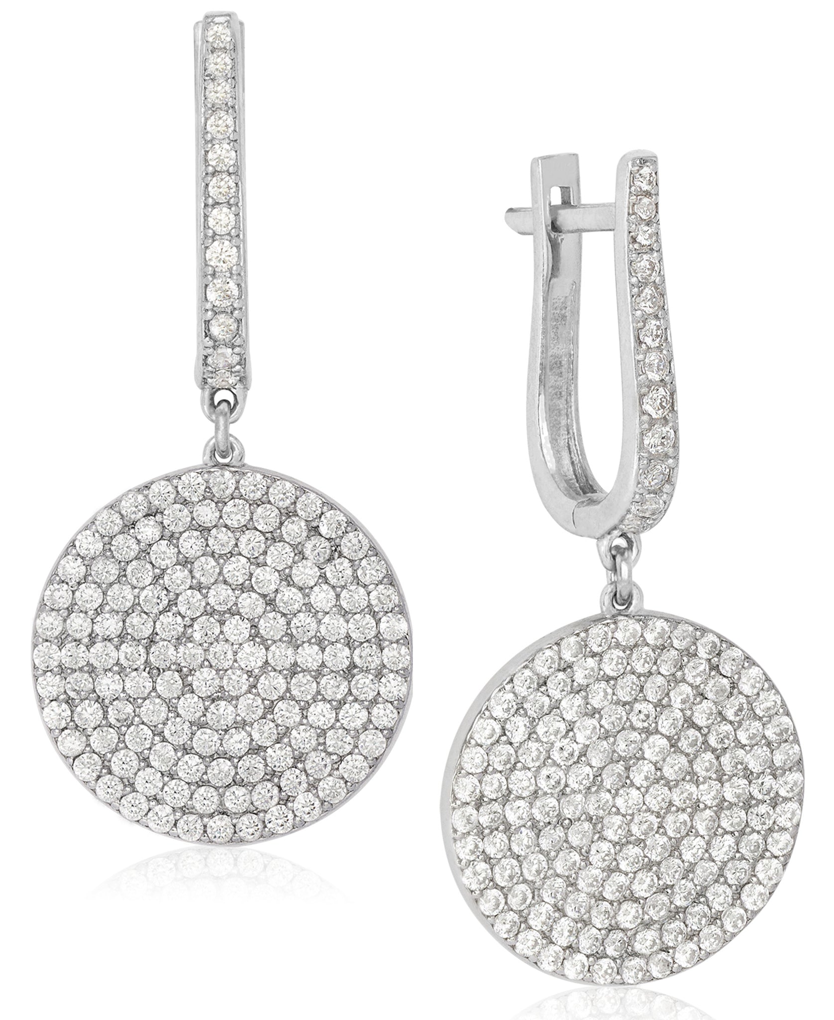 Rhona Sutton Sterling Silver Crystal Disc Medallion Drop Earrings - Rhona Sutton Jewellery