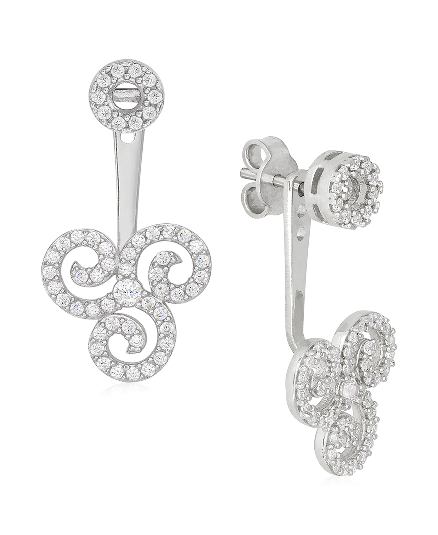 Rhona Sutton Sterling Silver Crystal Triskelion Ear Jackets - Rhona Sutton Jewellery