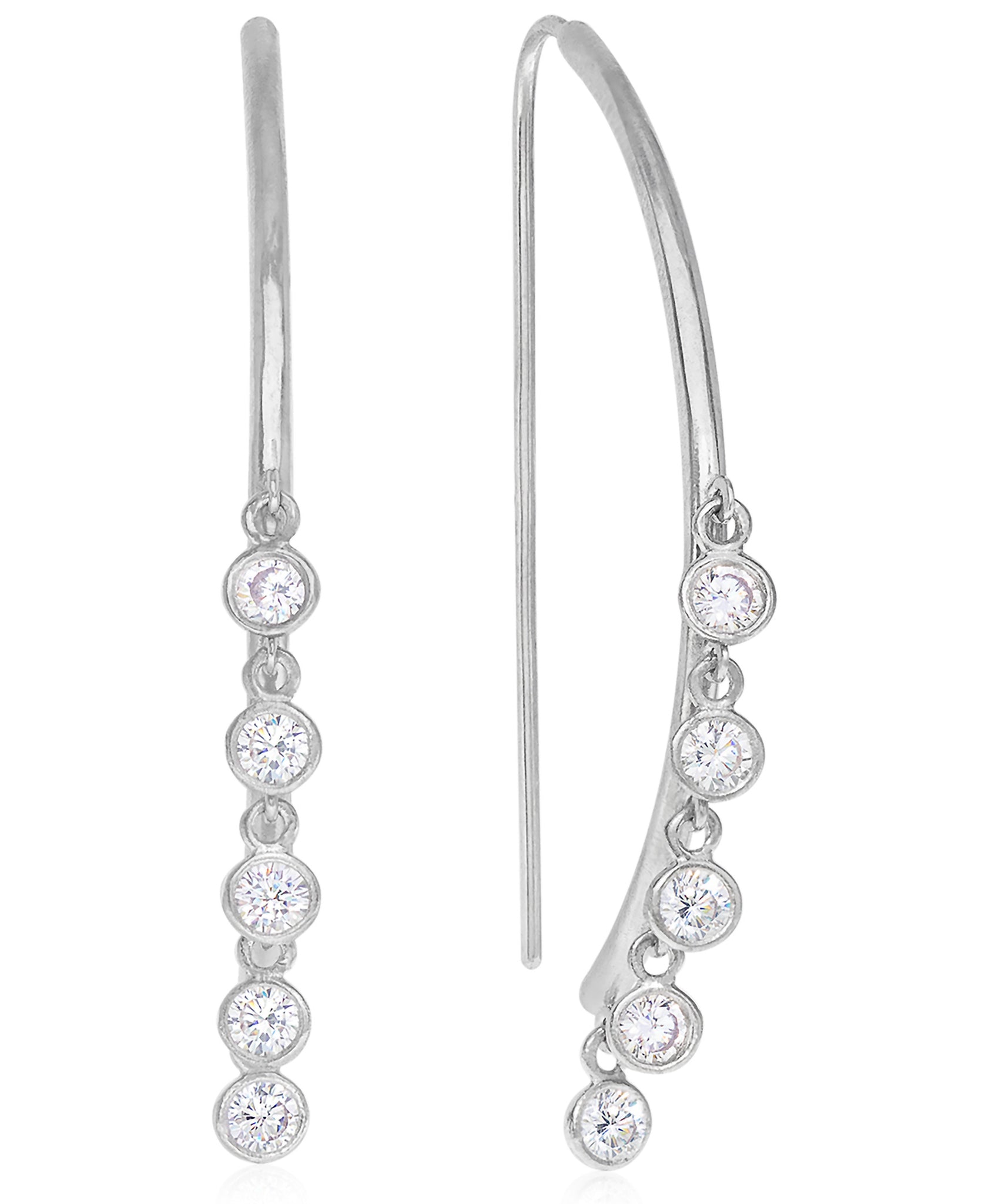 Rhona Sutton Sterling Silver Drop Crystal Threader Earrings - Rhona Sutton Jewellery